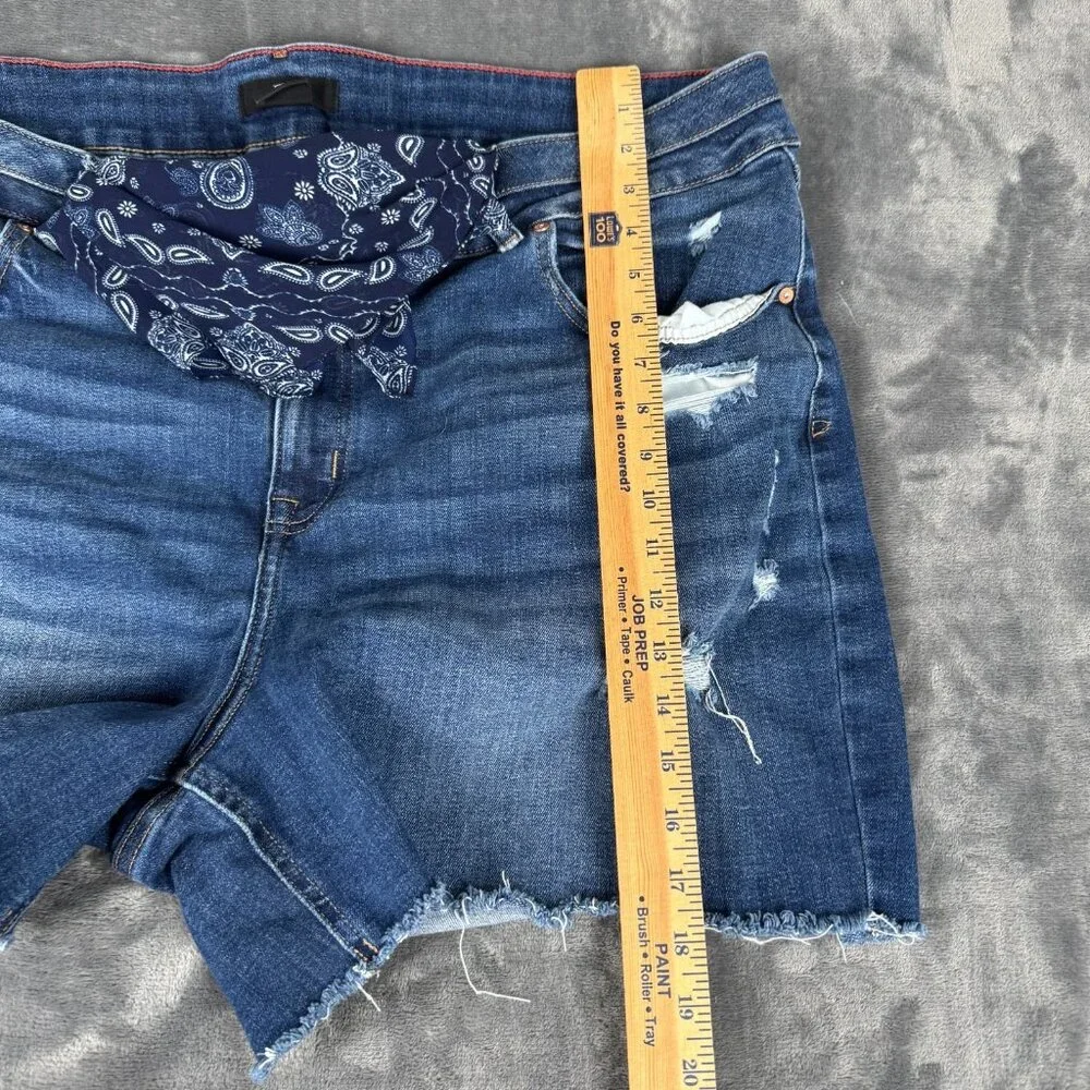 Maurices Womens Mid- Rise Cutoff Distressed Denim Shorts Plus Size 24W Blue